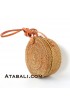 Mini ata round bag plain pattern with leather clip 